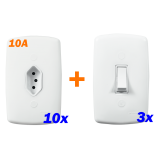 Kit 10 Tomadas 10A + 3 Interruptores - Dicompel Mônaco